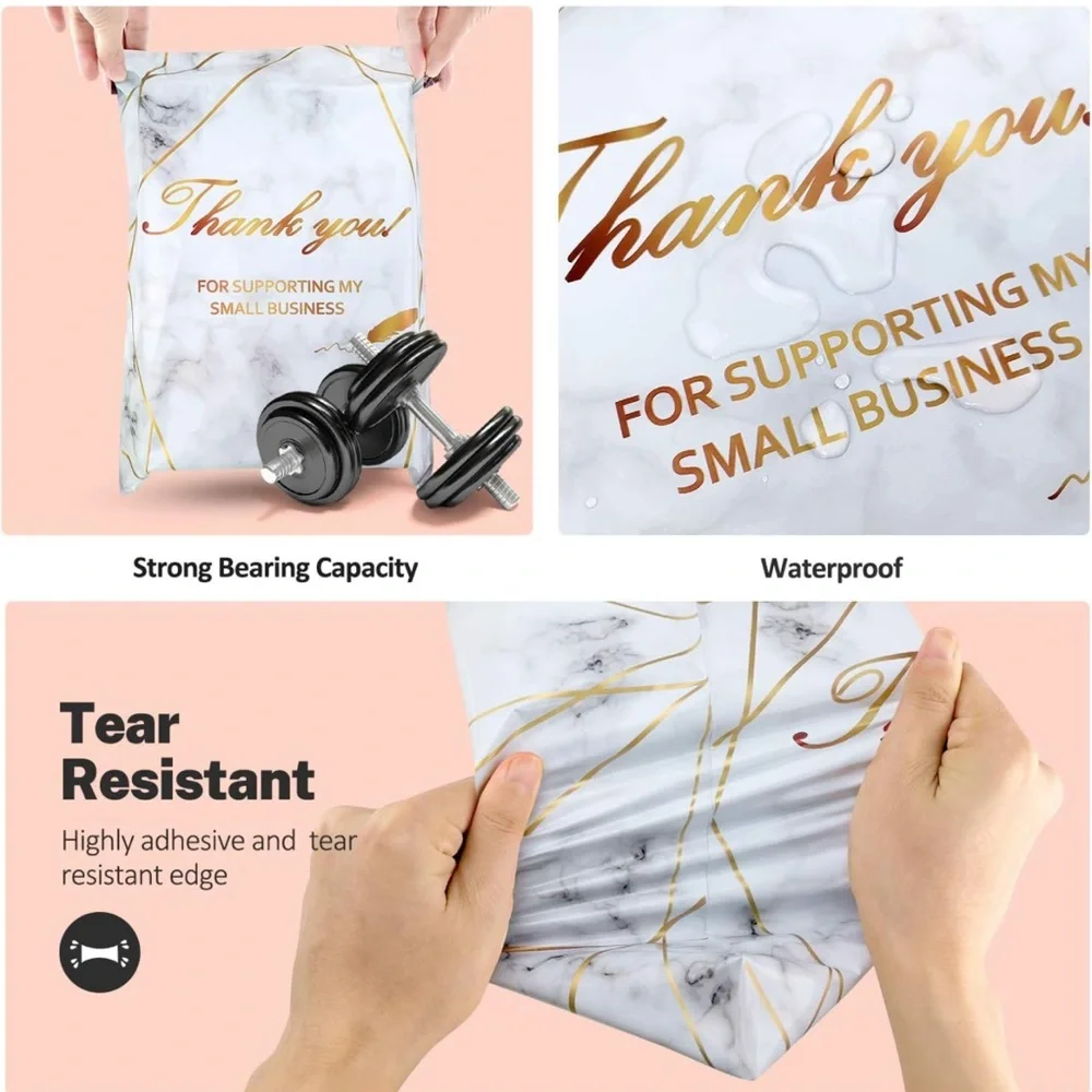 25 10X13 Poly Mailers Thank You Marble Shipping Envelopes Bags PRICE IS FIRM - Picture 9 of 11